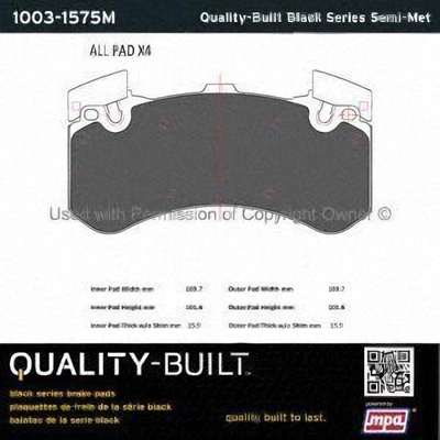 Front Semi Metallic Pads by QUALITY-BUILT - 1003-1575M pa2