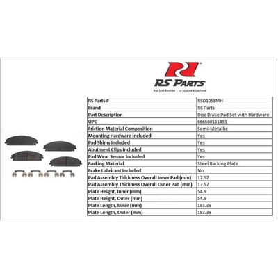 RS PARTS - RSD1058MH - Front Semi Metallic Pads pa3