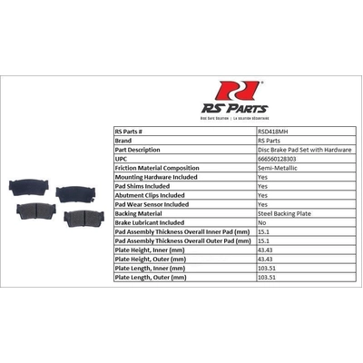 RS PARTS - RSD418MH - Plaquettes avant semi-m�tallique pa4