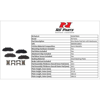 RS PARTS - RSD679MH - Front Semi Metallic Pads pa3