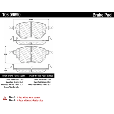 Front Severe Duty Semi Metallic Premium Pad by CENTRIC PARTS - 106.09690 pa2
