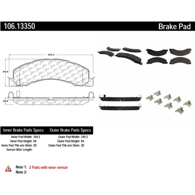 Plaquette avant semi-m�talique de qualit� sup�rieur Severe Duty by CENTRIC PARTS - 106.13350 pa3