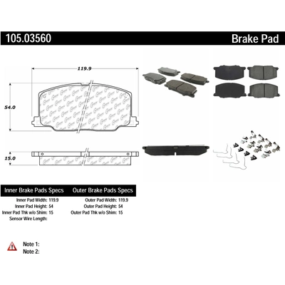 Plaquettes avant en céramique de qualité supérieur  de CENTRIC PARTS - 105.03560 pa6