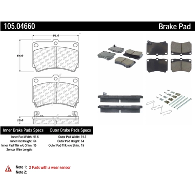 Plaquettes avant en c�ramique de qualit� sup�rieur  by CENTRIC PARTS - 105.04660 pa3