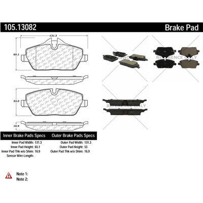 Plaquettes avant en céramique de qualité supérieur  by CENTRIC PARTS - 105.13082 pa2