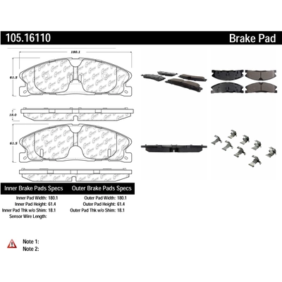 Plaquettes avant en céramique de qualité supérieur  de CENTRIC PARTS - 105.16110 pa1