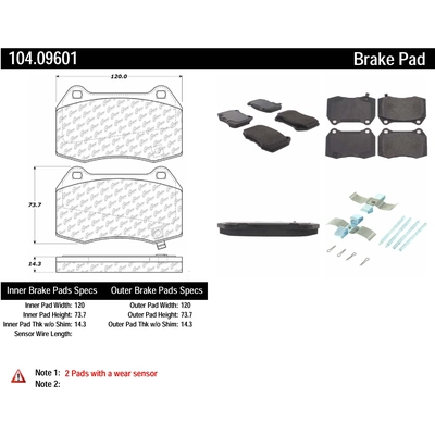 Front Super Premium Semi Metallic Pads by CENTRIC PARTS - 104.09601 pa1