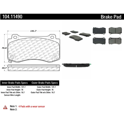 Front Super Premium Semi Metallic Pads by CENTRIC PARTS - 104.11490 pa3