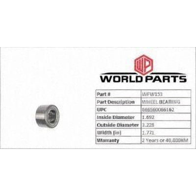 WORLDPARTS - WFW153 - Front Wheel Bearing pa2