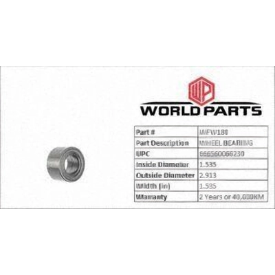 Front Wheel Bearing by WORLDPARTS - WFW180 pa2