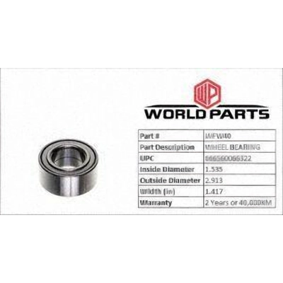 WORLDPARTS - WFW40 - Front Wheel Bearing pa2