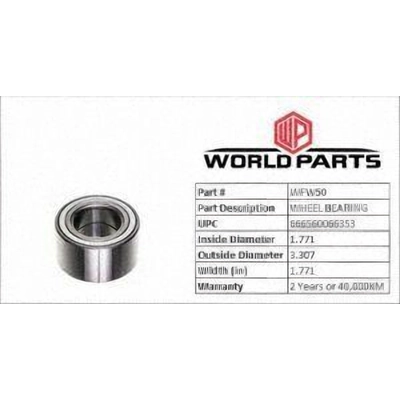 WORLDPARTS - WFW50 - Front Wheel Bearing pa2