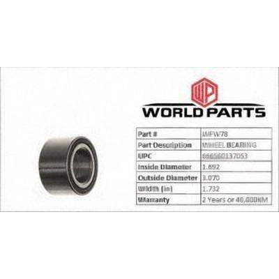 WORLDPARTS - WFW78 - Roulement de roue avant pa2