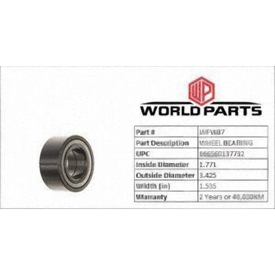 Front Wheel Bearing by WORLDPARTS - WFW87 pa2