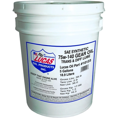 Lucas Oil - 10123 - Synthetic SAE 75W-140 Gear Oil - 5 Gallon pa1