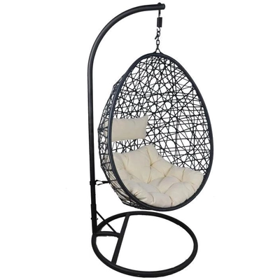 Hanging Egg Chair With Beige Cushion by WILLION - JYF13103-DARK BROWN pa2