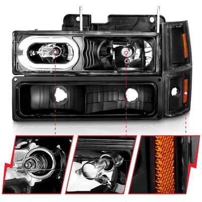 ANZO USA - 111507 - Black Halo Euro Headlights with Turn Signal/Parking and Corner Lights pa3