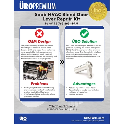 URO - 12765865PRM - HVAC Blend Door Lever Repair Kit pa1