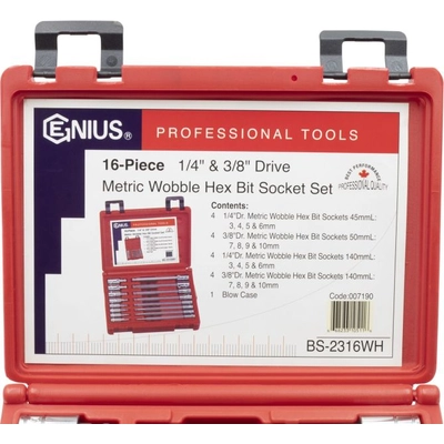 Hex Bit Socket Set by GENIUS - BS-2316WH pa7