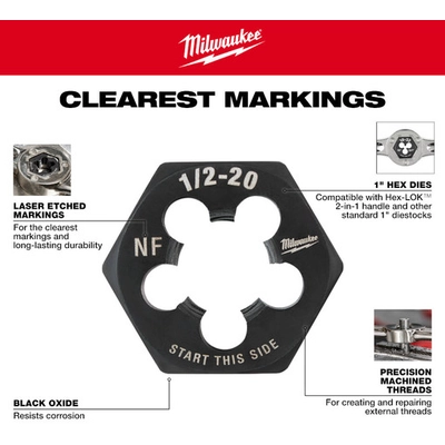 MILWAUKEE - 49-57-5343 - Hex Threading Die pa2