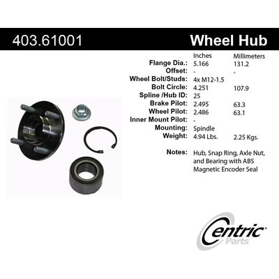 Hub Repair Kit by CENTRIC PARTS - 403.61001 pa1