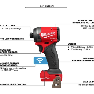 MILWAUKEE - 2957-20 - Hex Impact Driver with One-Key pa1