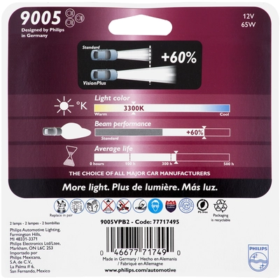 Low Beam Headlight (Pack of 2) by PHILIPS - 9005VPB2 pa2