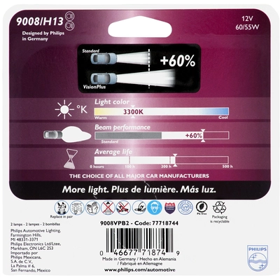 Low Beam Headlight (Pack of 2) by PHILIPS - 9008VPB2 pa16