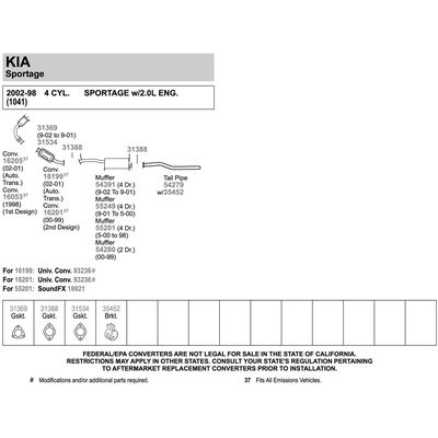 WALKER USA - 54391 - Stainless Steel Assemblage de silencieux et de tuyau pa6