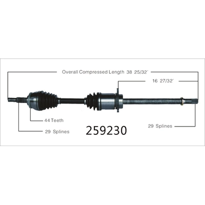 New CV Shaft by WORLDPARTS - 259230 pa1