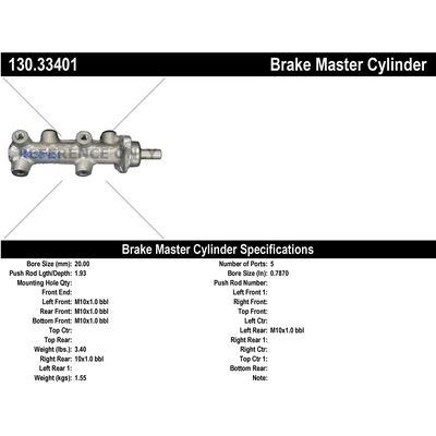 New Master Cylinder by CENTRIC PARTS - 130.33401 pa1