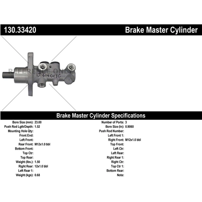 Ma�tre-cylindre neuf by CENTRIC PARTS - 130.33420 pa1