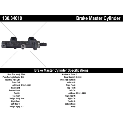 New Master Cylinder by CENTRIC PARTS - 130.34010 pa1