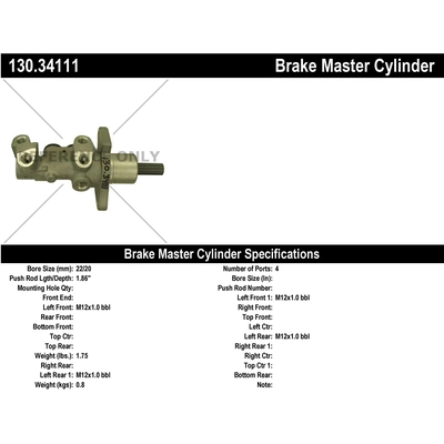 New Master Cylinder by CENTRIC PARTS - 130.34111 pa2