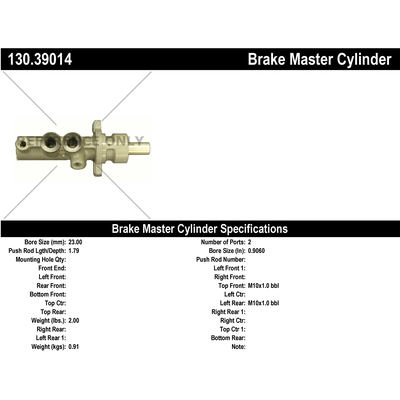 CENTRIC PARTS - 130.39014 - Brake Master Cylinder pa2