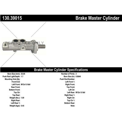 New Master Cylinder by CENTRIC PARTS - 130.39015 pa1