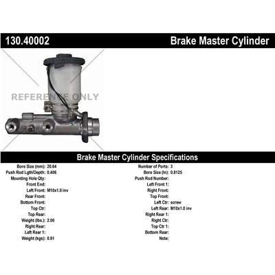 New Master Cylinder by CENTRIC PARTS - 130.40002 pa1