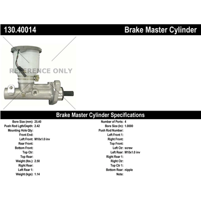 New Master Cylinder by CENTRIC PARTS - 130.40014 pa1