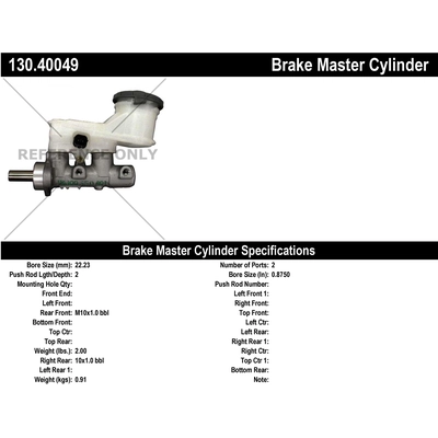 New Master Cylinder by CENTRIC PARTS - 130.40049 pa1