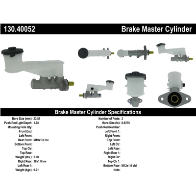 New Master Cylinder by CENTRIC PARTS - 130.40052 pa3