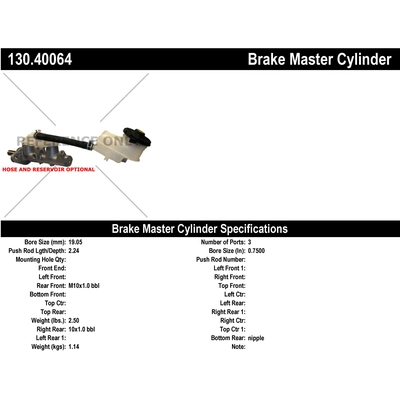 New Master Cylinder by CENTRIC PARTS - 130.40064 pa1