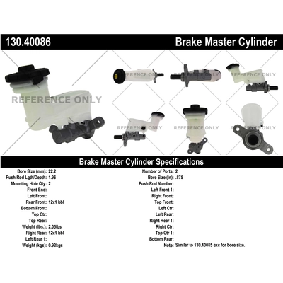 New Master Cylinder by CENTRIC PARTS - 130.40086 pa1