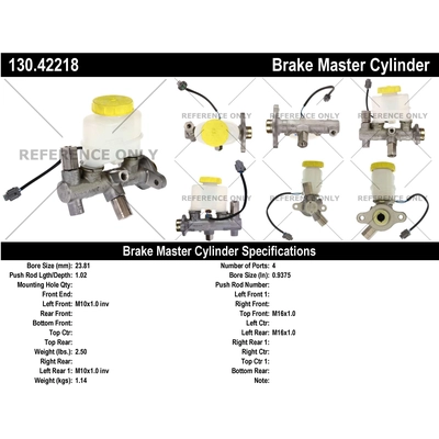 New Master Cylinder by CENTRIC PARTS - 130.42218 pa1