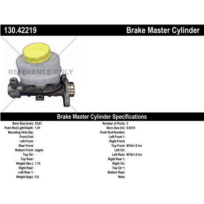 New Master Cylinder by CENTRIC PARTS - 130.42219 pa1