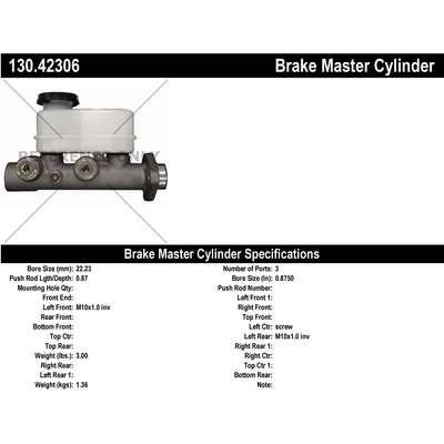 New Master Cylinder by CENTRIC PARTS - 130.42306 pa2