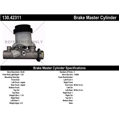 New Master Cylinder by CENTRIC PARTS - 130.42311 pa1