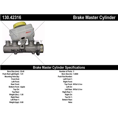 New Master Cylinder by CENTRIC PARTS - 130.42316 pa1