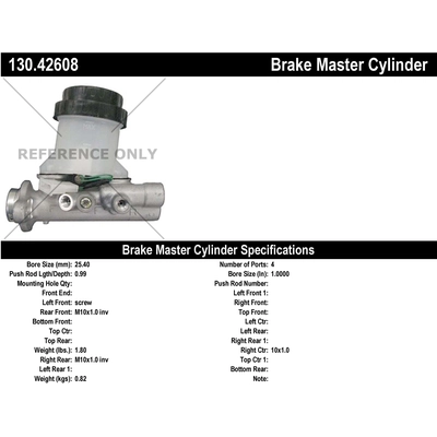 New Master Cylinder by CENTRIC PARTS - 130.42608 pa1