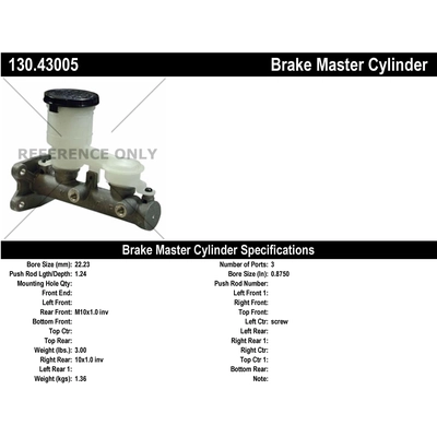 New Master Cylinder by CENTRIC PARTS - 130.43005 pa1