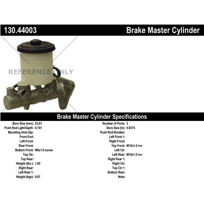 New Master Cylinder by CENTRIC PARTS - 130.44003 pa1